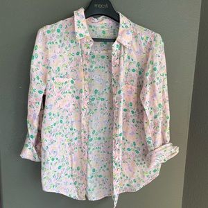 Lilly Pulitzer linen shirt in pink with lemons